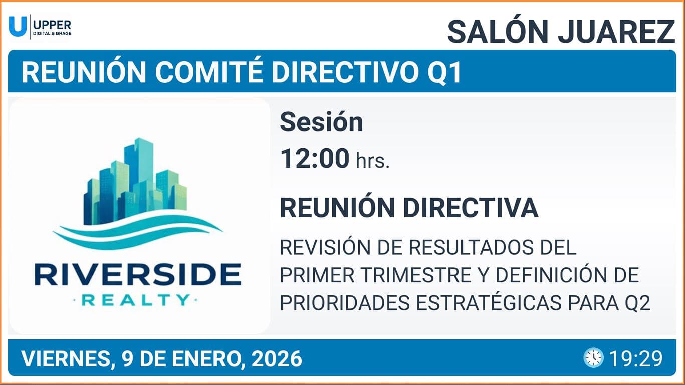 Pantalla de evento - Salón de reuniones