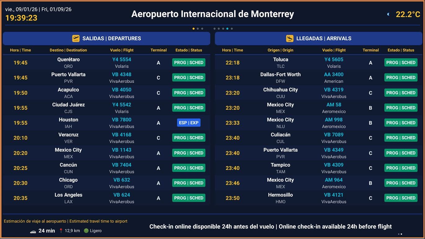 Panel de vuelos - Aeropuerto Internacional